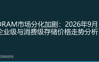 DRAM市场分化加剧：2026年9月企业级与消费级存储价格走势分析